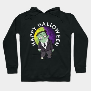 Cool Retro Halloween Zombie in Full Moon Hoodie